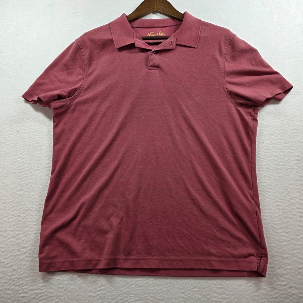 Tasso Elba Mens Supima Cotton Blend Polo Shirt Burgundy Red Short Sleeve Large